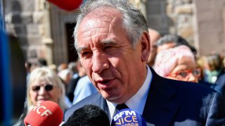 FREJUS, FRANCE – 2023/05/03: The mayor of Pau François Bayrou is seen during the funeral of François Léotard. French politician and former Minister of Defense and Culture François Léotard died on April 25 at the age of 81. His funeral takes place in Frejus. (Photo by Laurent Coust/SOPA Images/LightRocket via Getty Images)