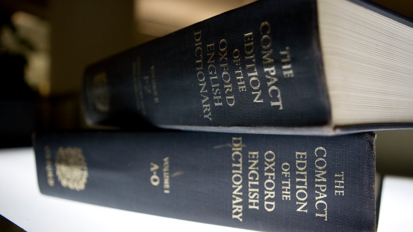 FILE- In this Aug. 29, 2010 file photo, an Oxford English Dictionary is shown at the headquarters of the Associated Press in New York.