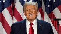 Donald Trump smiles at an election night watch party early Nov. 6, 2024, in West Palm Beach, Fla.