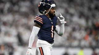 MINNEAPOLIS, MINNESOTA – DECEMBER 16: Jaylon Johnson #1 of the Chicago Bears looks on after a play in the third quarter of the game against the Minnesota Vikings at U.S. Bank Stadium on December 16, 2024 in Minneapolis, Minnesota. (Photo by Stephen Maturen/Getty Images)