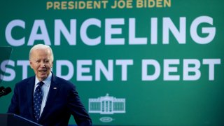 US President Joe Biden speaks during an event in Madison, Wisconsin, US, on Monday, April 8, 2024.