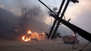 Dozens of beachfront homes in Malibu, CA were destroyed overnight in the Palisades Fire on Wednesday, Jan. 8, 2025. 