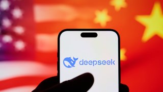 The DeepSeek AI application is seen on a mobile phone in this photo illustration taken in Warsaw, Poland on 27 January, 2025.