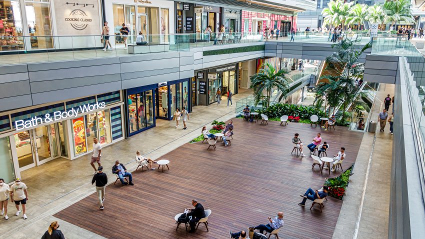 Miami, Florida, Brickell City Centre, high angle view of pedestrian area with Bath & Body Works. (Photo by: Jeffrey Greenberg/UCG/Universal Images Group via Getty Images)