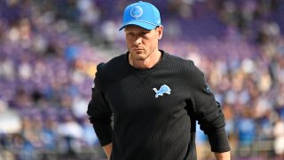 MINNEAPOLIS, MINNESOTA – OCTOBER 20: Ben Johnson offensive coordinator of the Detroit Lions looks on during warmups before a game against the Minnesota Vikings at U.S. Bank Stadium on October 20, 2024 in Minneapolis, Minnesota. (Photo by Stephen Maturen/Getty Images)