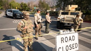 Altadena, CA – January 10: The National Guard and Sheriffs on patrol at checkpoints along New York Drive in Altadena during the Eaton fire during the Eaton fire on Friday, January 10, 2025. (Photo by David Crane/MediaNews Group/Los Angeles Daily News via Getty Images)