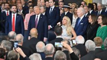 US President Donald Trump, center left, as singer Carrie Underwood performs "America the Beautiful" during the 60th presidential inauguration in the rotunda of the US Capitol in Washington, DC, US, on Monday, Jan. 20, 2025. President Donald Trump launched his second term with a strident inaugural address that vowed to prioritize America's interests with a "golden age" for the country, while taking on "a radical and corrupt establishment." Photographer: Saul Loeb/AFP/Bloomberg via Getty Images