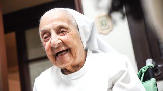 Brazilian nun becomes world's oldest person alive.