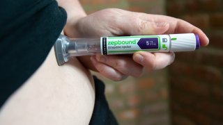 An Eli Lilly & Co. Zepbound injection pen arranged in the Brooklyn borough of New York on March 28, 2024.