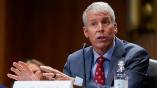 Chris Wright, U.S. President-elect Donald Trump’s nominee to be secretary of energy, testifies during a Senate Energy and Natural Resources Committee confirmation hearing on Capitol Hill in Washington, U.S., January 15, 2025. 