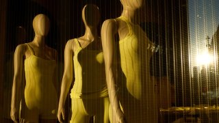 Mannequins displaying shapewear at a Skims pop-up shop at the Nordstrom flagship store in New York, US, on Sunday, June 9, 2024.