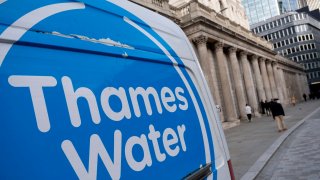 Thames Water utility van in the Cty of London on 3rd December 2024 in London, United Kingdom. Thames Water Utilities Ltd is a large private utility company responsible for the water supply and waste water treatment in most of Greater London and surrounding areas in England. (photo by Mike Kemp/In Pictures via Getty Images)
