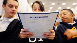 High school students attend Cash for College, a college and career convention, in Los Angeles.