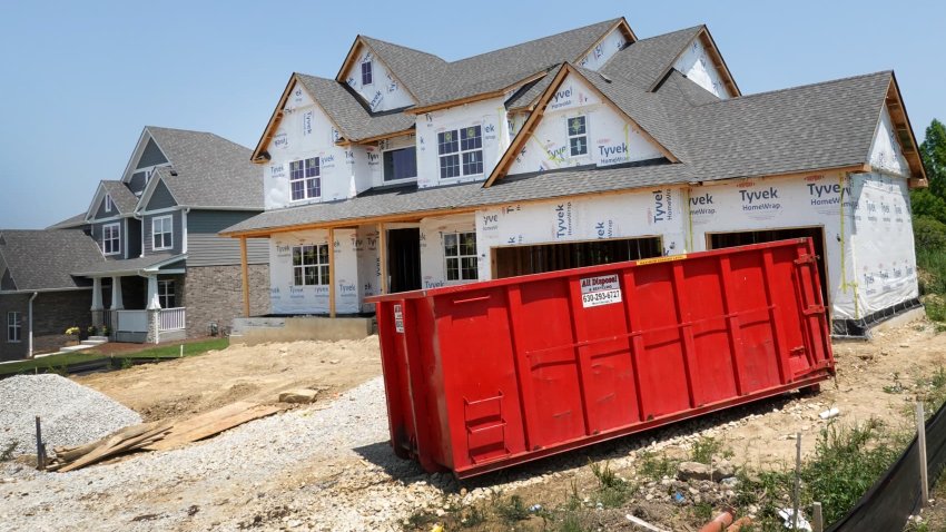 A home is constructed at a housing development on June 21, 2023 in Lemont, Illinois.