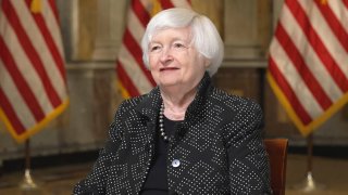 Treasury Secretary Janet Yellen speaking with CNBC’s Sara Eisen (not shown) at the U.S Treasury Department on Jan. 8th, 2024.