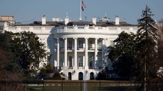 The White House is seen on a cold, winter day two days after Donald Trump was sworn into office as the 47th President of the United States on Jan. 22, 2025 in Washington, DC.