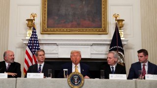 U.S. President Donald Trump speaks as Crypto czar David Sacks, U.S. Treasury Secretary Scott Bessent, U.S. Commerce Secretary Howard Lutnick, and Executive Director of the Presidential Council of Advisers for Digital Assets Bo Hines attend the White House Crypto Summit at the White House in Washington, D.C., U.S., March 7, 2025. 