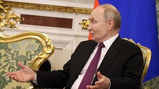 Russian President Vladimir Putin speaks during a bilateral meeting at the Grand Kremlin Palace, March 13, 2025, in Moscow, Russia. 
