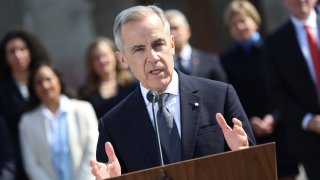 Canada Prime Minister Mark Carney speaks during a news conference after a swearing-in ceremony at Rideau Hall in Ottawa, Ontario, March 14, 2025.