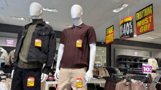 Clothing is displayed on mannequins at a Forever 21 store that is preparing to close on February 20, 2025 in San Francisco, California.