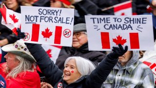 Canadians hold an “Elbows Up” protest against U.S. tariffs and other policies by U.S. President Donald Trump, at Nathan Phillips Square in Toronto, Ontario, Canada March 22, 2025.