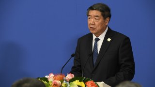 He Lifeng, China’s vice premier, speaks at a news conference in Beijing, China, on Saturday, Jan. 11, 2025. UK chancellor of the exchequer Rachel Reeves, kicked off a two-day China visit Saturday, a landmark exchange highlighting the Labour government’s efforts to stay focused on long-term plans to get the British economy growing again even as fiscal concerns mount back home.
