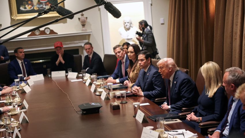 U.S. President Donald Trump, U.S. Secretary of State Marco Rubio and Tesla CEO Elon Musk attend a cabinet meeting at the White House, in Washington, D.C., U.S., March 24, 2025. 