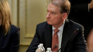 CEO of Patomak Global Partners Paul Atkins takes part in a strategic and policy CEO discussion with U.S. President Donald Trump in the Eisenhower Execution Office Building in Washington, U.S., April 11, 2017. 