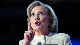 Hillary Clinton speaks on the first night of the Democratic National Convention at the United Center in Chicago, Ill., on Monday, August 19, 2024. 