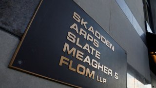 FILE PHOTO: Signage is seen outside of the law firm Skadden, Arps, Slate, Meagher & Flom LLP in Washington, D.C., U.S., August 30, 2020. 