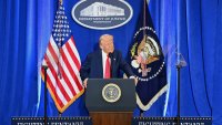 President Donald Trump speaks at the Justice Department