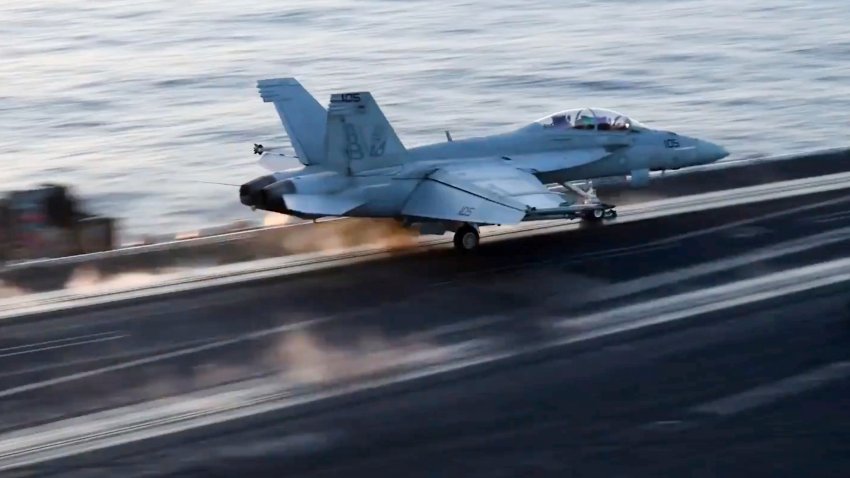 This image taken from video provided by the U.S. Navy shows