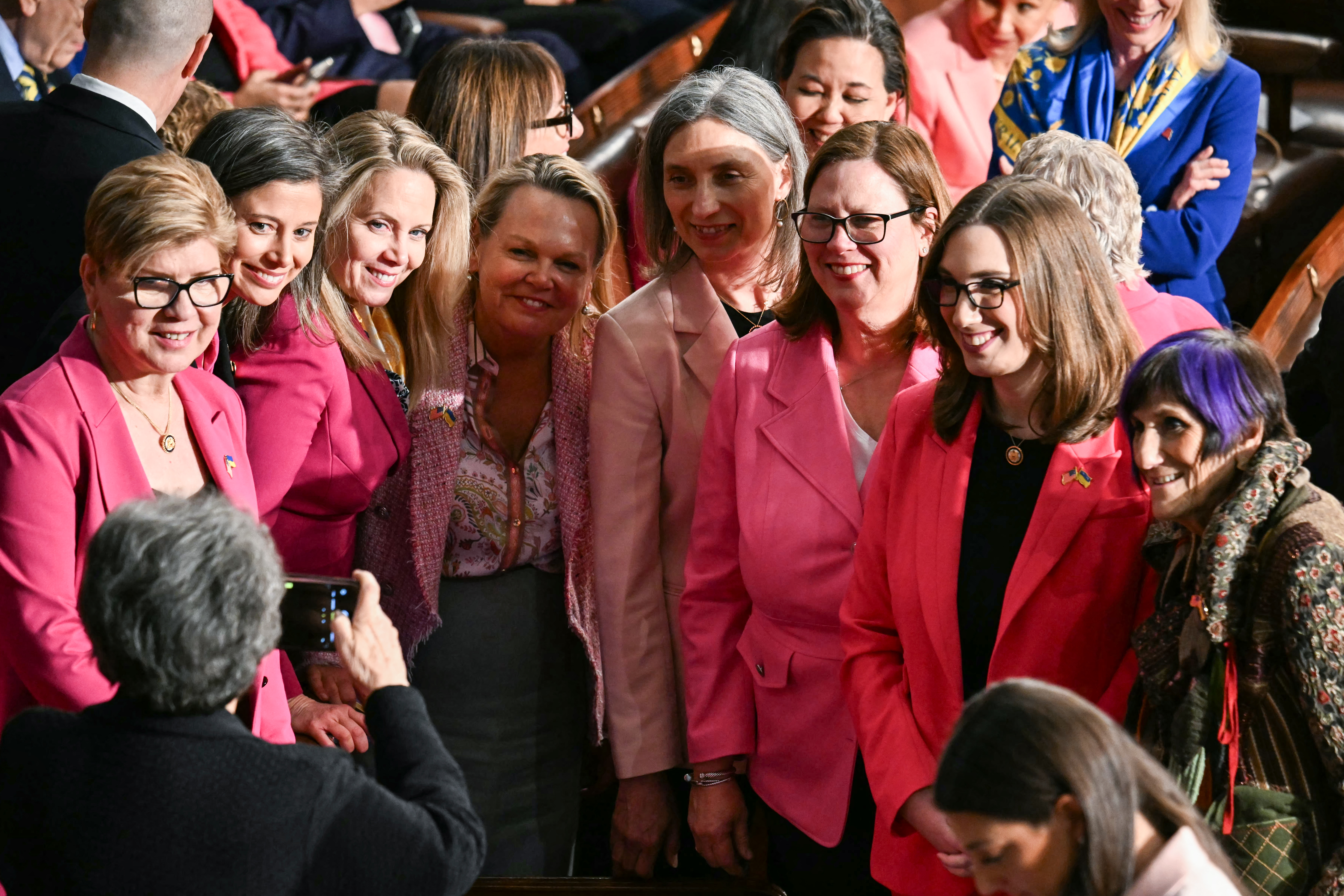 PHOTOS: See which Democratic attendees wore pink to President Trump's address