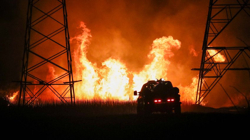 Photo provided by Nunda Rural Fire Protection District shows a raging fire in McHenry County on March 3, 2025.
