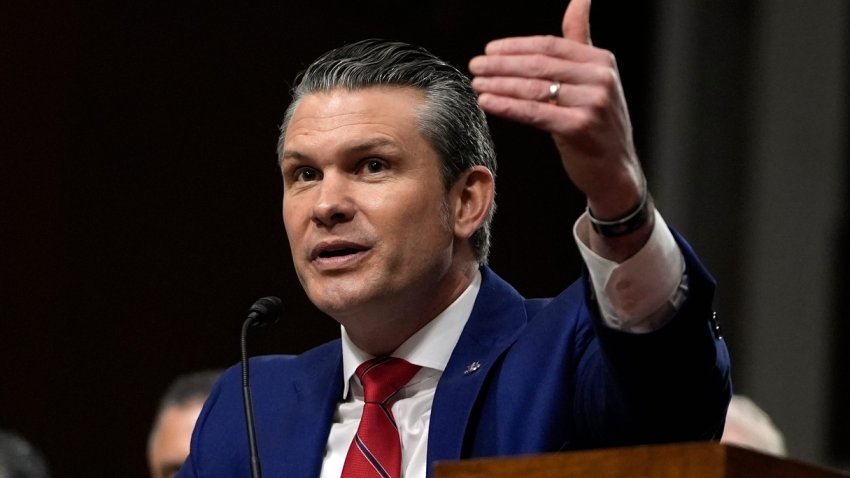Pete Hegseth speaks during a Senate Armed Services committee hearing on his expected nomination to be Secretary of Defense on Tuesday, Jan. 14, 2025 in Washington, DC.