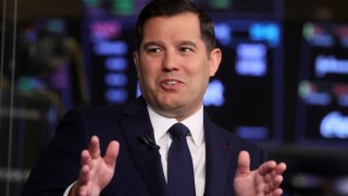 Anthony Denier, CEO fo Webull, speaks during an interview on CNBC on the floor of the New York Stock Exchange (NYSE) in New York City, U.S., June 1, 2022. 
