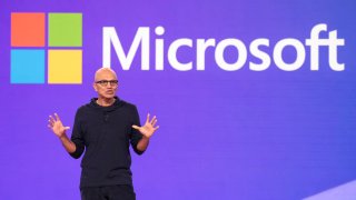 Microsoft CEO Satya Nadella speaks during the Microsoft Build conference at Microsoft headquarters in Redmond, Washington, on May 21, 2024.