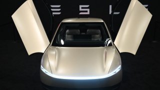 Tesla’s Cybercab robotaxi at the AutoMobility LA 2024 auto show on Nov 21, 2024.