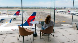 A view from the Delta Sky Club at Los Angeles International Airport, Sept. 2, 2022.