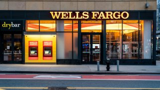 A Wells Fargo Bank branch is seen in New York City on March 17, 2020.
