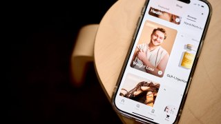 The Hims app arranged on a smartphone in New York on Feb. 12, 2025.
