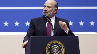 U.S. Commerce Secretary nominee Howard Lutnick speaks inside the Capital One arena on the inauguration day of Donald Trump’s second presidential term, in Washington, U.S., January 20, 2025. 