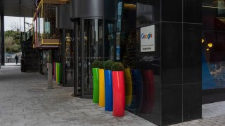 The entrance to one of the Google buildings in the ‘Silicon Docks’ area in central Dublin, Ireland, on Tuesday, Nov. 29, 2022.