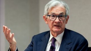 Jerome Powell, chairman of the US Federal Reserve, during the Society For Advancing Business Editing And Writing (SABEW) annual conference in Arlington, Virginia, US, on Friday, April 4, 2025.