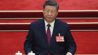 Chinese President Xi Jinping attend the closing of the Third Session of the 14th National People’s Congress (NPC) at the Great Hall of the People on March 11, 2025 in Beijing, China.