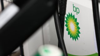 BP logo is seen at a gas station in this illustration photo taken in Poland on March 15, 2025.