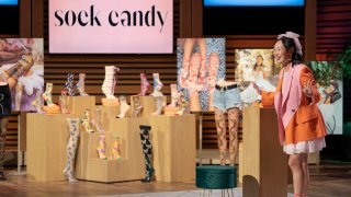 Mary Gui of Sock Candy pitches her business on ABC’s “Shark Tank.”