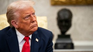 President Donald Trump, during a meeting with Nayib Bukele, El Salvador’s president, in the Oval Office of the White House in Washington, April 14, 2025.