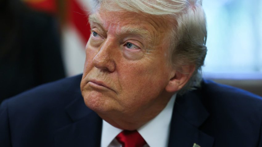 U.S. President Donald Trump looks on, on the day he signs executive orders in the Oval Office at the White House in Washington, D.C., U.S., April 23, 2025.