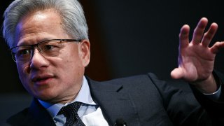 Nvidia CEO Jensen Huang speaks during the Hill & Valley Forum at the US Capitol Visitor Center Auditorium in Washington, DC, on April 30, 2025.